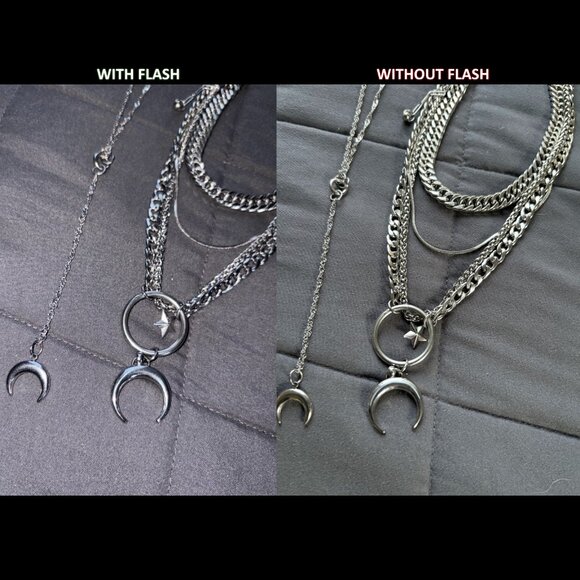 Witchy Moon Layered Chain Necklace Silver Goth - Picture 3 of 6